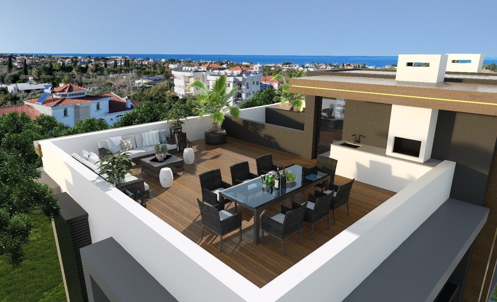 Private rooftop terrace with sea view